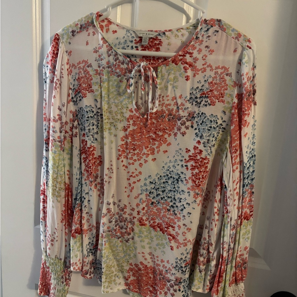 Lucky Brand Floral Blouse - Red, Blue, Green